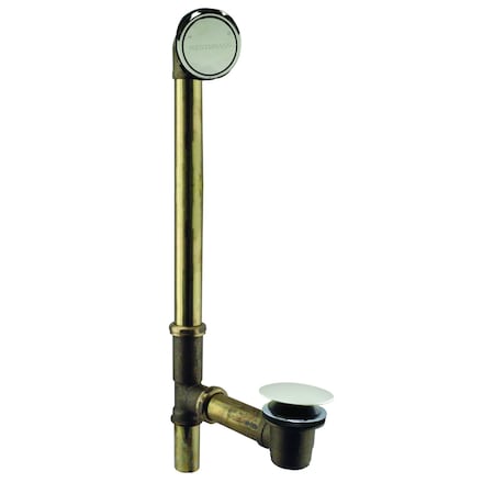 Westbrass 22" 17-Ga. Tip-Toe Drain Bathtub Waste Assembly with Patented Deep Soak Overflow, Polished Nickel 7931817CHM-05